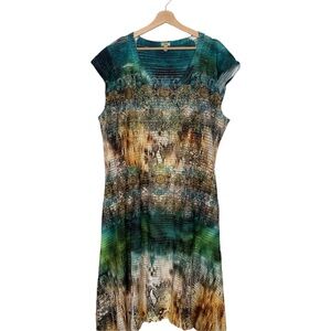 Reba by Reba McEntire Snakeskin Abstract Print Crochet Dress Lined Size 3X